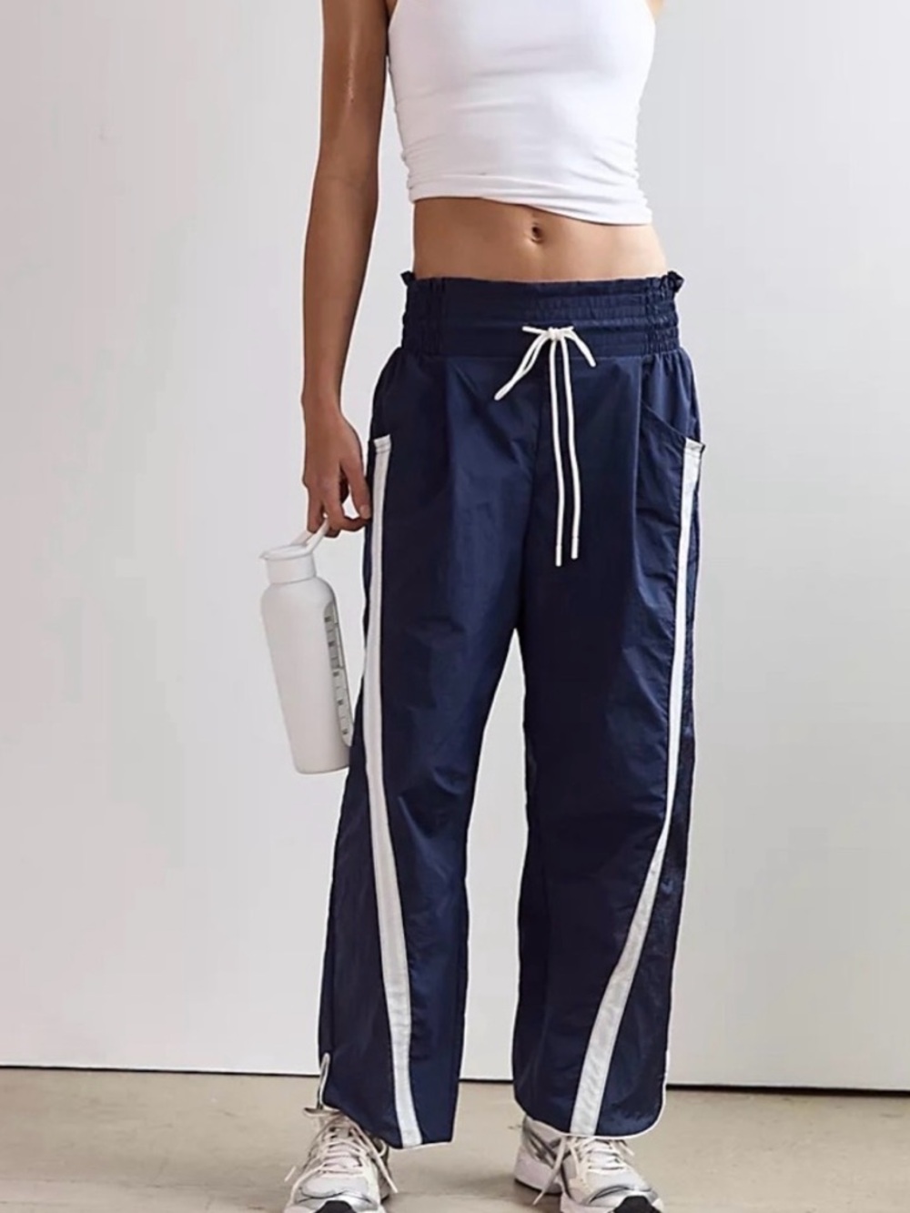 Free People FP Movement Retro Champ Track Pants Sweatpants Navy Stripe XS